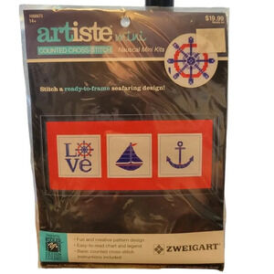 NWT artiste Nautical Coastal Counted Cross-stitch Kit, Red/White/Blue